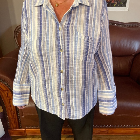 Organic Cotton Waffle Style Long Sleeve Blouse - Picture 1 of 7